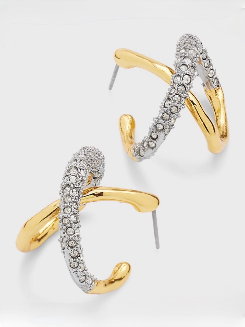 NEW Alexis Bittar Solanales Twisted Orbit Earrings Gold Clear JL26
